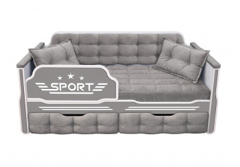 Кровать 160 серии Спорт 2 ящика 45 Серый (подушки) в Прокудском - prokudskoe.mebel54.com | фото