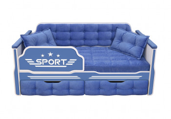 Кровать 160 серии Спорт 2 ящика 85 Синий (подушки) в Прокудском - prokudskoe.mebel54.com | фото