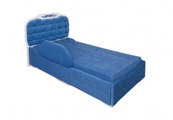 Кровать 190 Атлет Lux 29 Синий (мягкий бортик) в Прокудском - prokudskoe.mebel54.com | фото