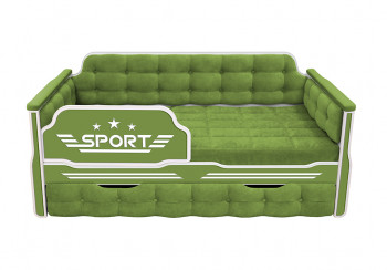 Кровать 190 серии Спорт 1 ящик 76 Зелёный (мягкие боковые накладки) в Прокудском - prokudskoe.mebel54.com | фото