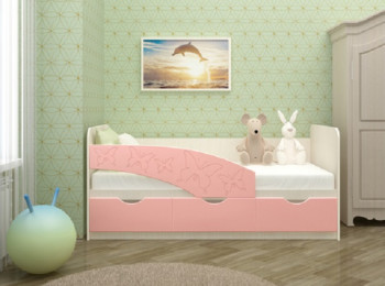 Кровать Бабочки 2,0м (Розовый металлик) в Прокудском - prokudskoe.mebel54.com | фото