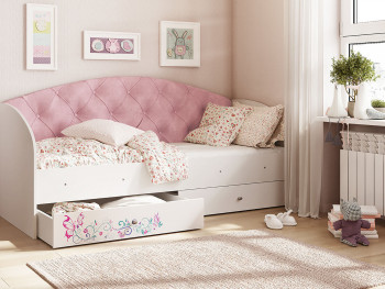 Кровать детская Эльза Белый/Розовый в Прокудском - prokudskoe.mebel54.com | фото