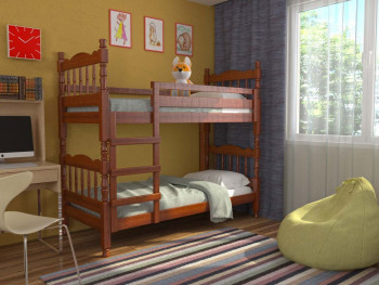 Кровать двухъярусная Соня из массива сосны 800*1890 Орех в Прокудском - prokudskoe.mebel54.com | фото