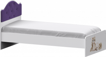 Кровать Каспер с мягкой спинкой и фотопечатью (800х1900)Белый/Фиолетовый в Прокудском - prokudskoe.mebel54.com | фото