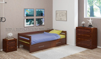 Кровать одинарная ГЛОРИЯ из массива сосны  900*2000 (Орех) в Прокудском - prokudskoe.mebel54.com | фото