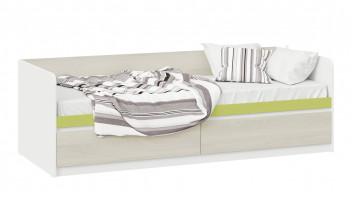 Кровать «Сканди» с 2 ящиками Дуб Гарден/Белый/Зеленый в Прокудском - prokudskoe.mebel54.com | фото