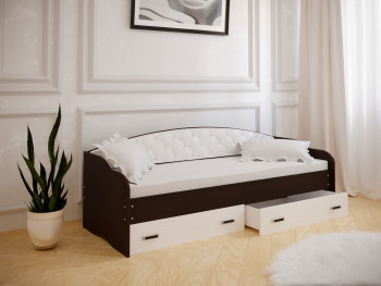 Кровать Софа-7 с мягкой спинкой (800х1900) Венге/ Белый в Прокудском - prokudskoe.mebel54.com | фото