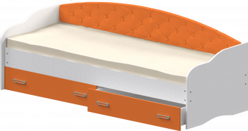 Кровать Софа-7 с мягкой спинкой (800х2000) Белый/Оранжевый в Прокудском - prokudskoe.mebel54.com | фото