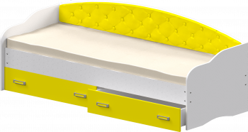 Кровать Софа-8 с мягкой спинкой (900х2000) Белый/Желтый в Прокудском - prokudskoe.mebel54.com | фото