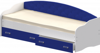 Кровать Софа-8 с мягкой спинкой (900х2000) Белый/Синий в Прокудском - prokudskoe.mebel54.com | фото