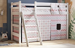 Кровать Соня вариант 6 полувысокая с наклонной лестницей Белый полупрозрачный в Прокудском - prokudskoe.mebel54.com | фото