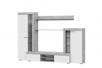 Мебель для гостиной МГС 5 Цемент светлый / Белый в Прокудском - prokudskoe.mebel54.com | фото