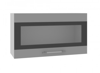 Ройс ВПГСФ 800 Шкаф верхний горизонтальный со стеклом с фотопечатью высокий (Графит софт/корпус Серый) в Прокудском - prokudskoe.mebel54.com | фото