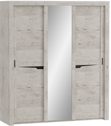 Шкаф трехдверный Соренто с раздвижными дверями Дуб бонифаций/Кофе структурный матовый в Прокудском - prokudskoe.mebel54.com | фото