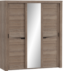 Шкаф трехдверный Соренто с раздвижными дверями Дуб стирлинг/Кофе структурный матовый в Прокудском - prokudskoe.mebel54.com | фото